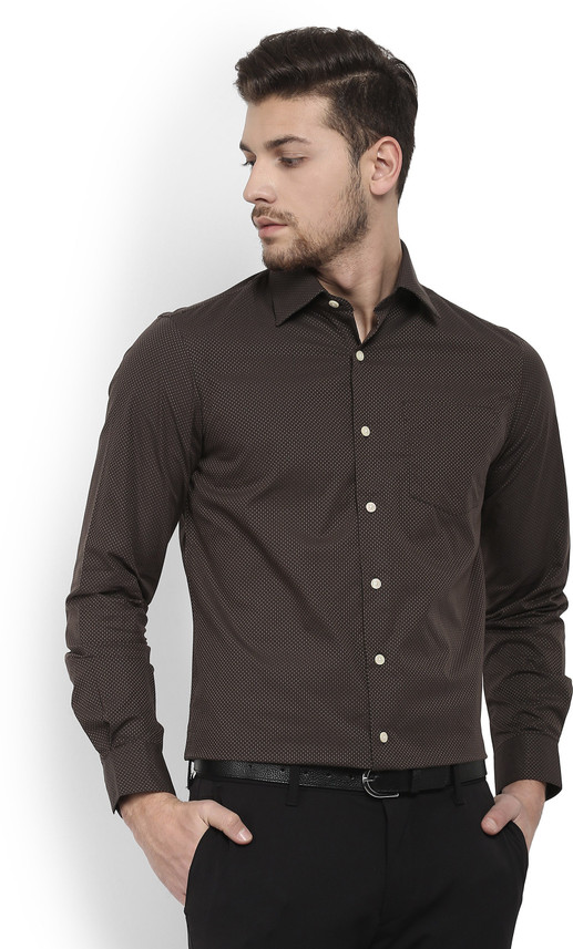 ARROW Men Self Design Casual Brown 