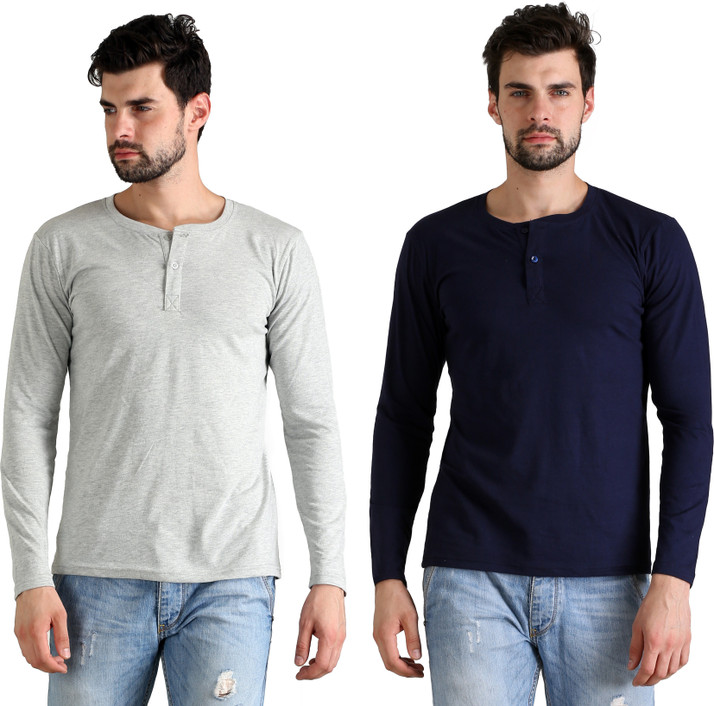 Flingr Solid Men Henley Multicolor T 