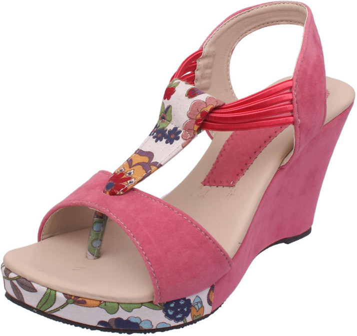 womens pink wedges