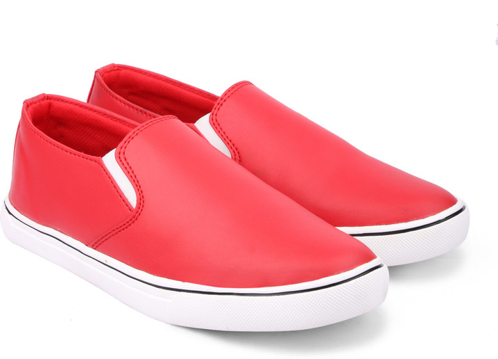 red slip on shoes