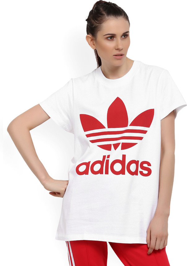 ladies red adidas t shirt