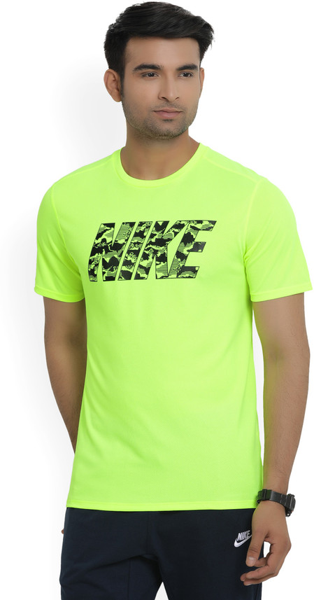 NIKE Typography Men Round or Crew Green 