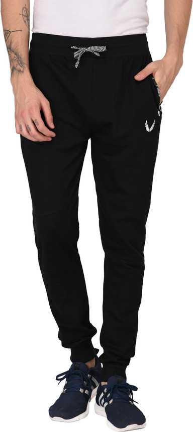 F09 Solid Men Black Track Pants - Buy 