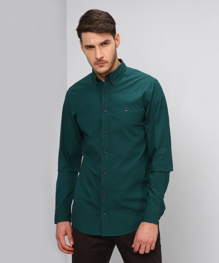 dark green tommy hilfiger shirt