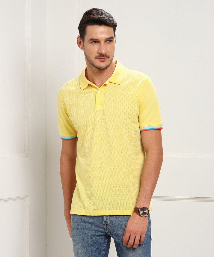 peter england yellow t shirt