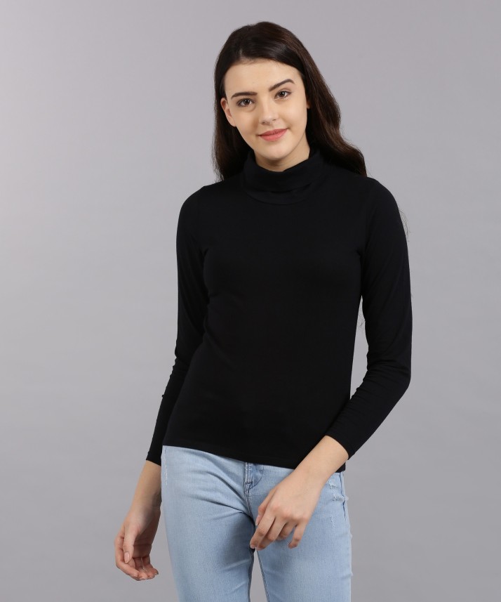 turtle neck black t shirt womens