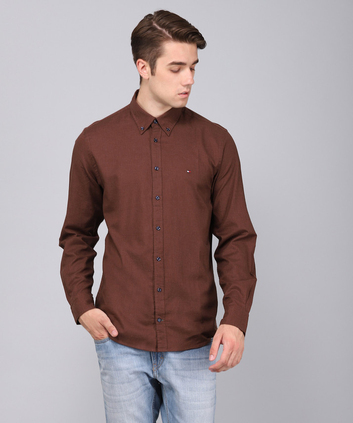 brown tommy hilfiger shirt