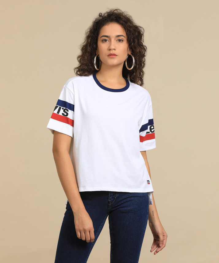 Solid Women Round Neck White T-Shirt 