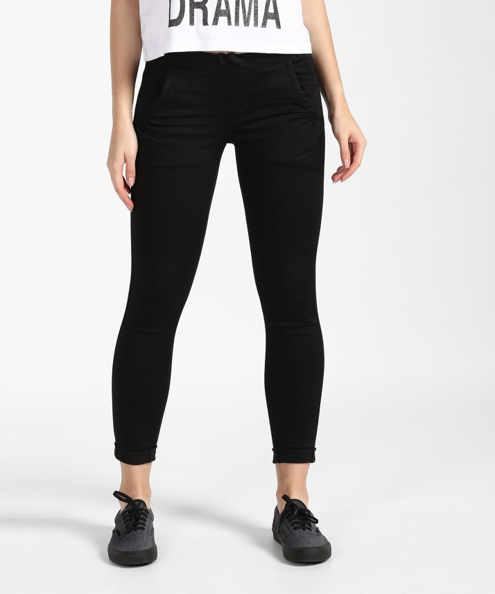 black jean joggers women's