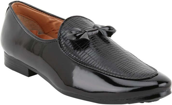 black shining loafers for men