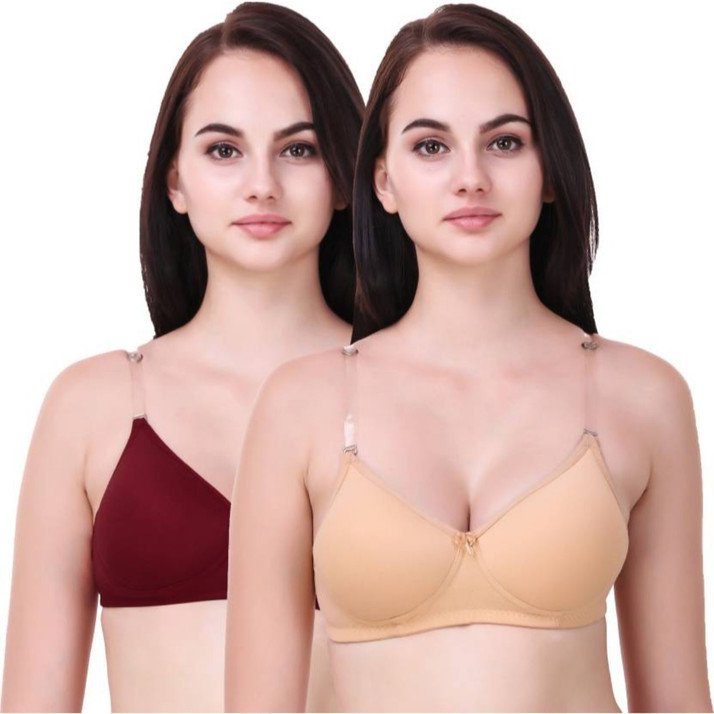 Transparent strap padded bra Clearance