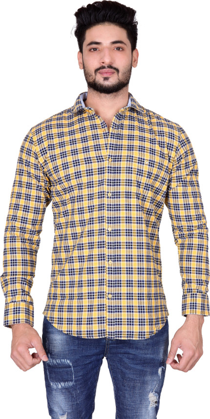 Buy KIVON Men Checkered Casual Blue 