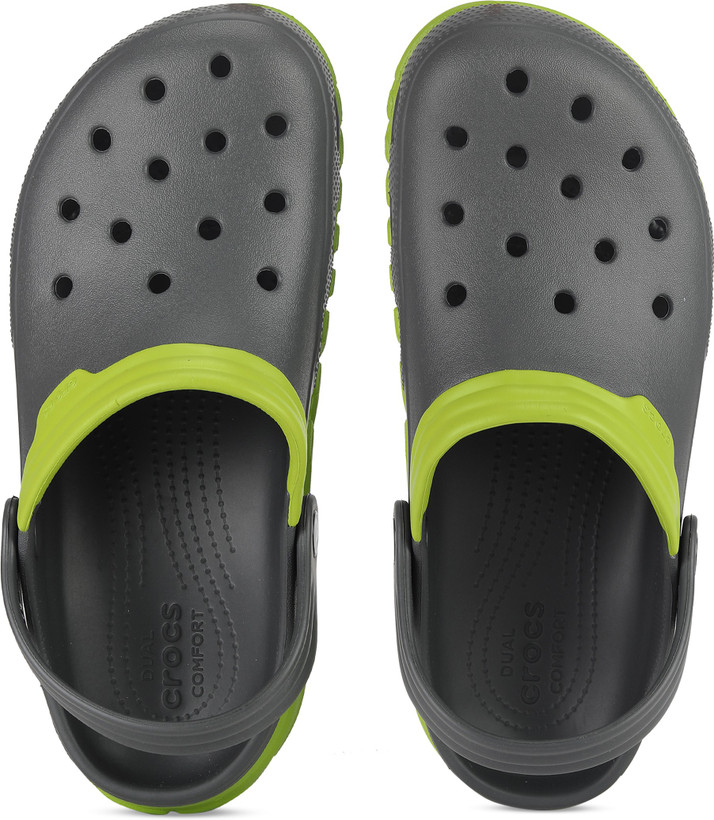 crocs grey and green