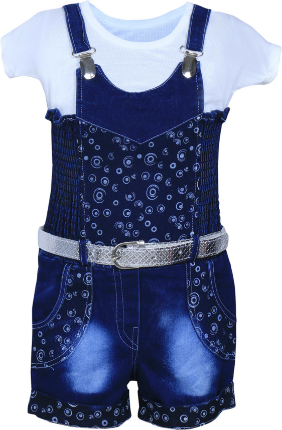 Benkils Dungaree For Girls Casual Solid 