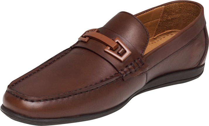 brown leather slip on loafers