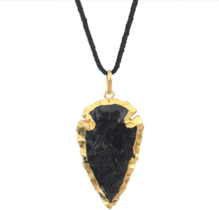 Natural Druzy Raw Black Tourmaline Crystal Crescentic Hook Stone Pendant Jewelry
