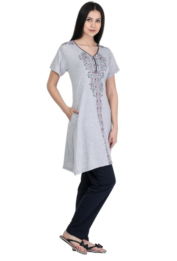 long top long night suit for ladies