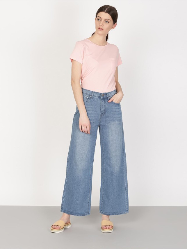 high waist wide leg jeans flipkart