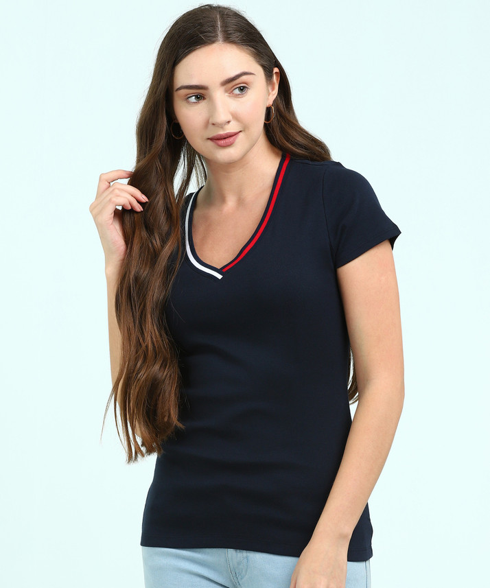 v neck tommy hilfiger t shirts women's