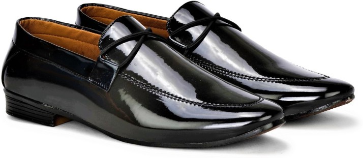 black shining loafers for men