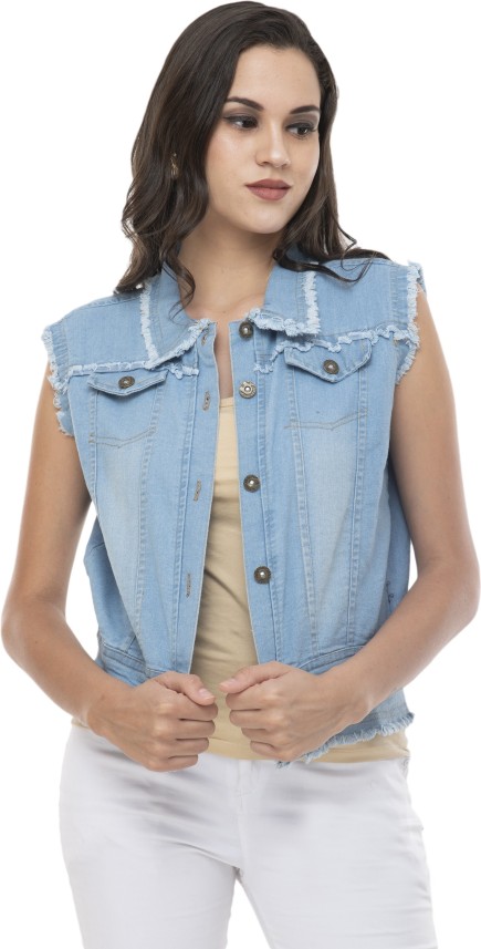 womens denim sleeveless jacket