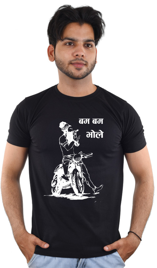 OSAM Printed Men Round Neck Black T 