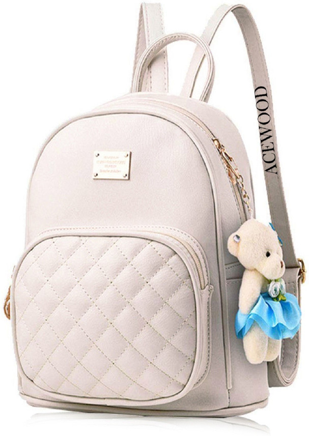 small white leather backpack