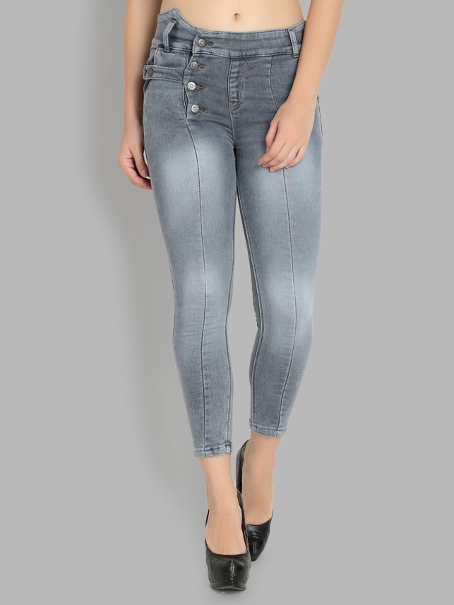 grey colour high waist jeans