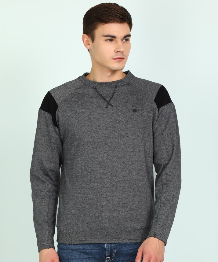 wrangler full sleeve solid men's sweatshirt