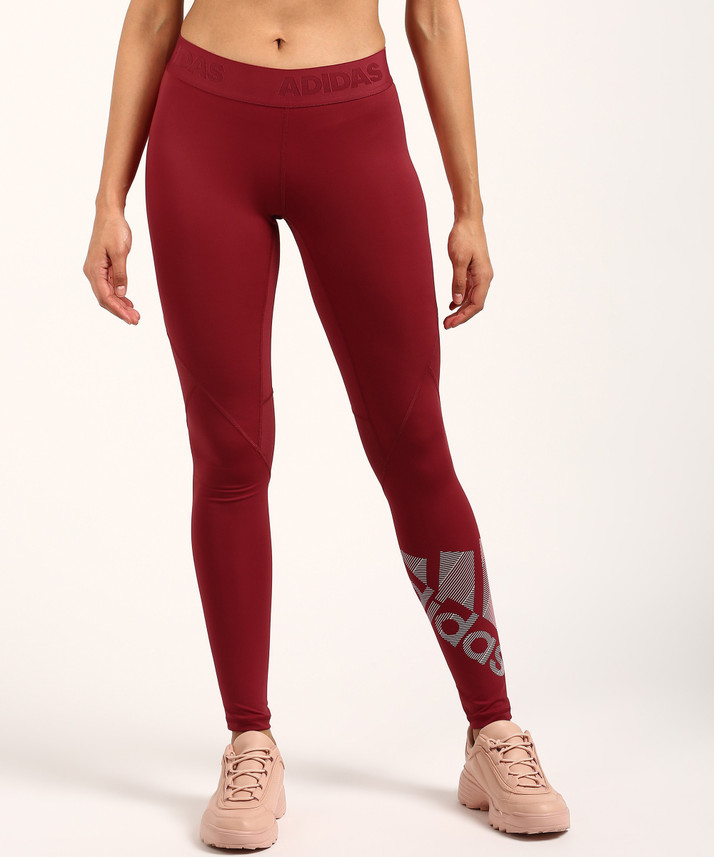 ADIDAS Solid Women Maroon Tights - Buy 