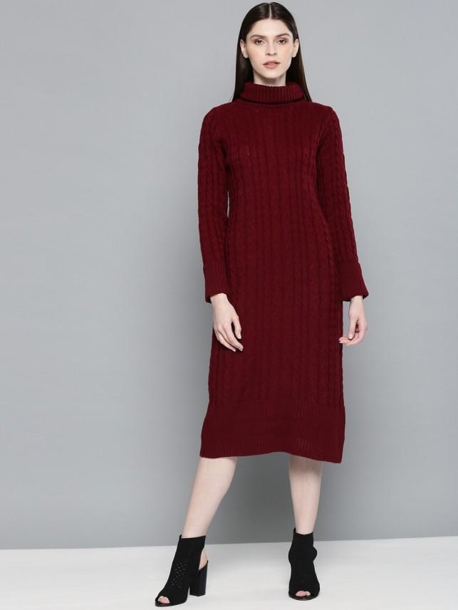 maroon sweater dress