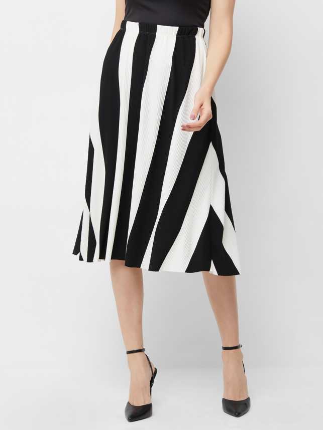 Bebe Striped Women Flared White Black Skirt Buy Bebe Striped Women Flared White Black Skirt Online At Best Prices In India Flipkart Com