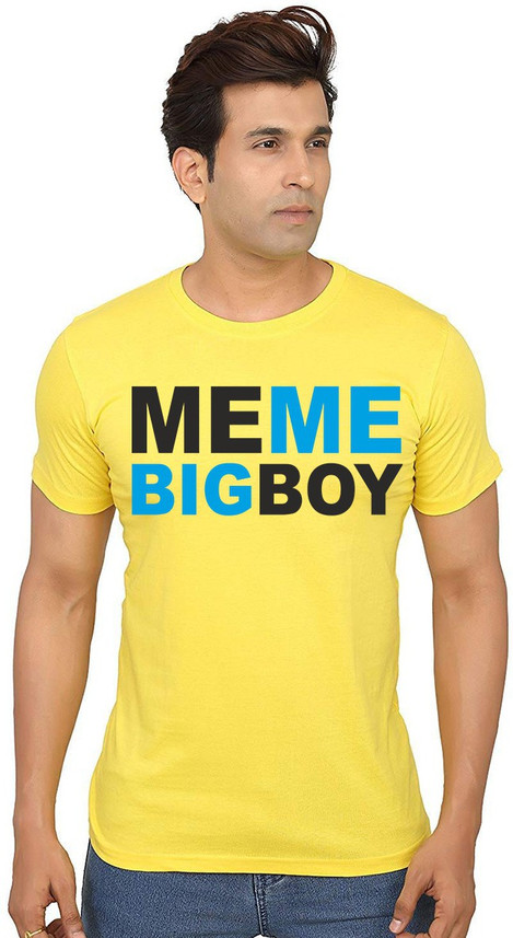 Aseria Printed Men Round Neck Yellow T 