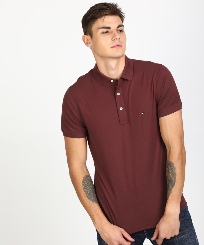burgundy tommy hilfiger t shirt