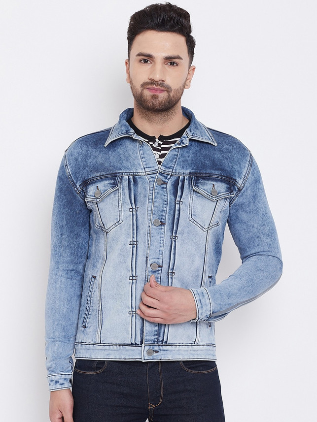 Sleeve Washed Men Denim Jacket 