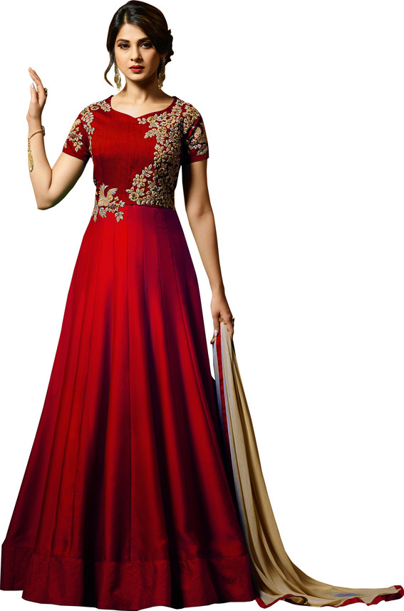 Silk Embroidered Salwar Suit Material 