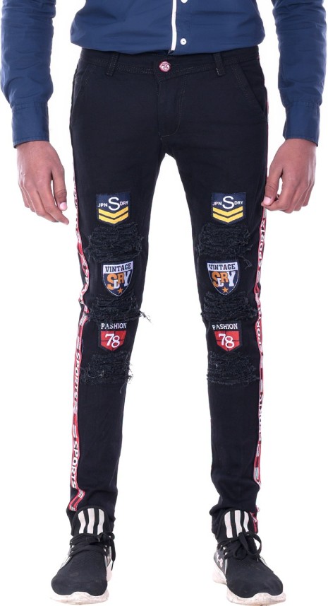 mens black damage jeans