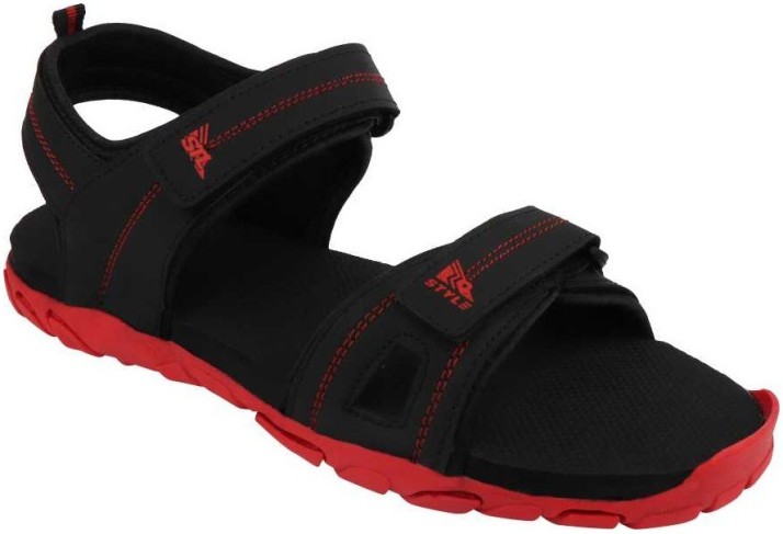 red and black sandals