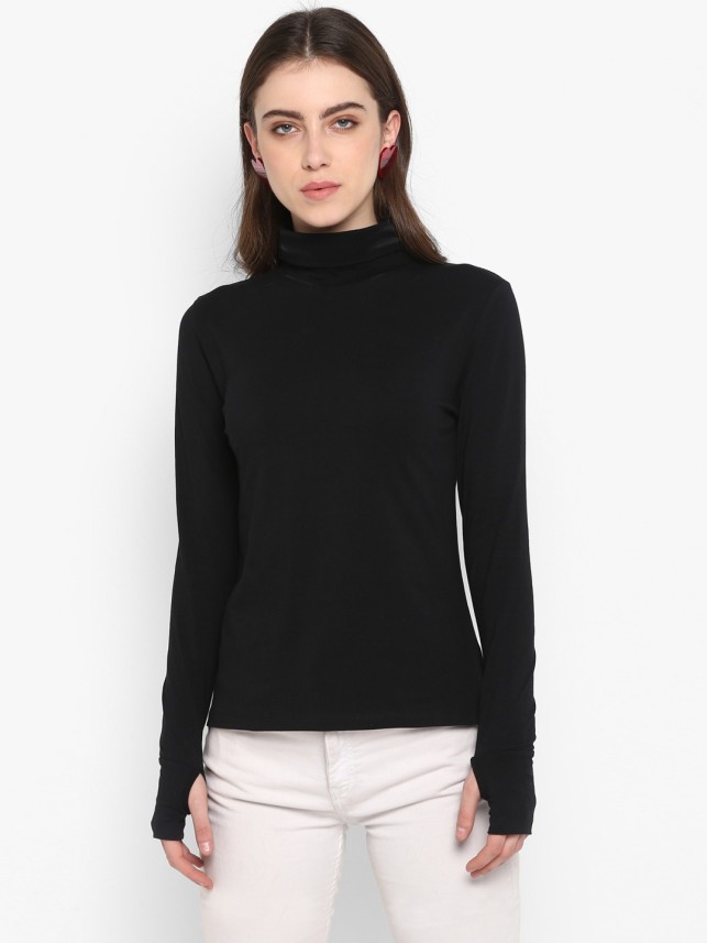 turtle neck black t shirt