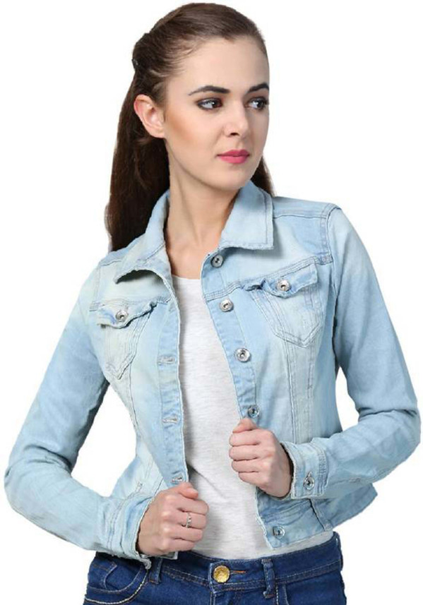 Sleeve Solid Women Denim Jacket 