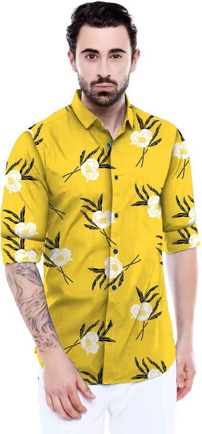 yellow shirt printed