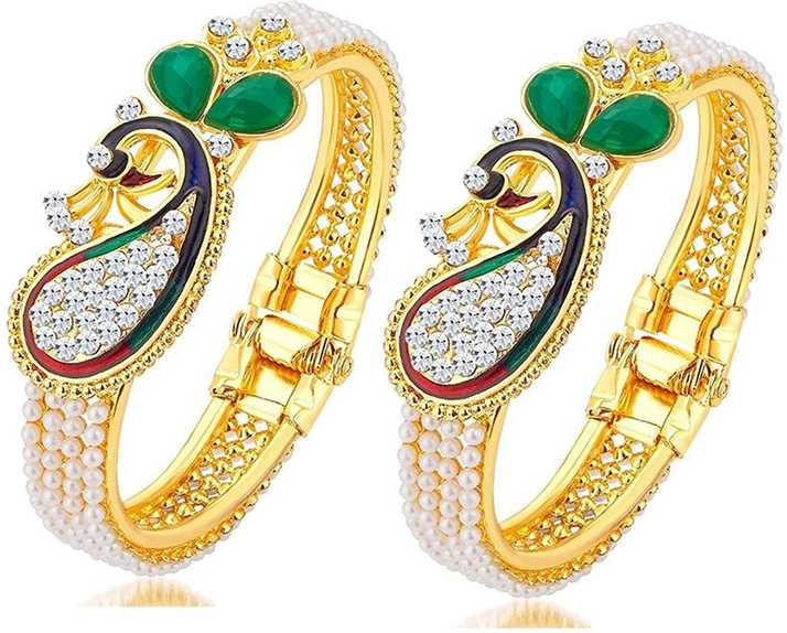 JDX Indian Design White Stone Bangles Set JDX Indian Design White Stone Bangles Set