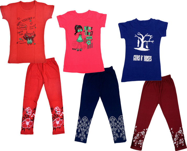 IndiWeaves Girls Casual T-shirt Capri 