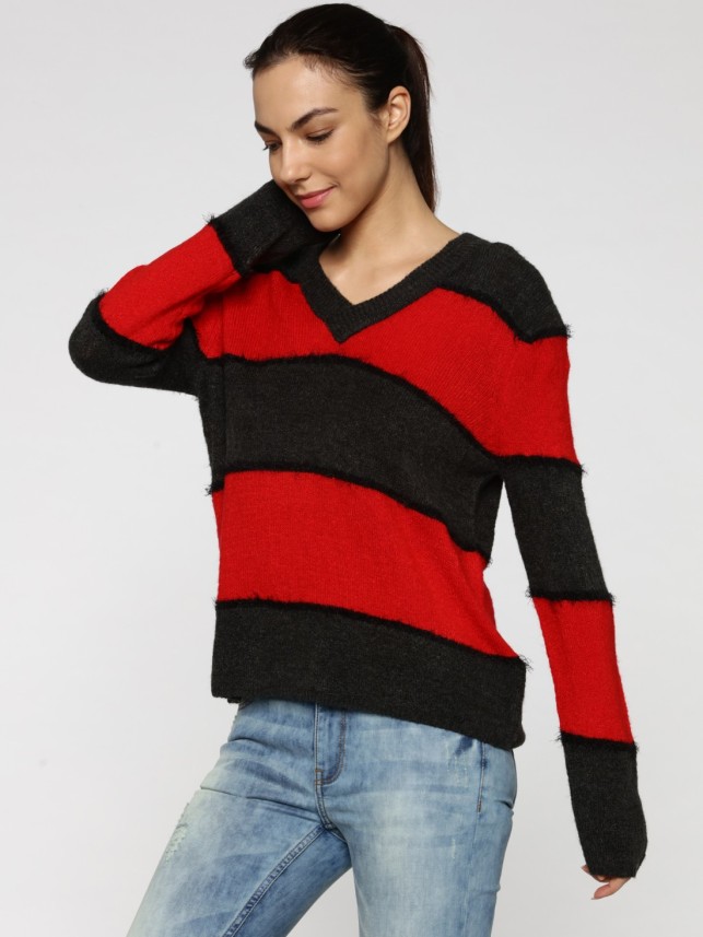 black and red sweater women's