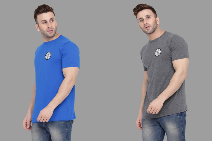 Blisstone Solid Men Round Neck Blue 