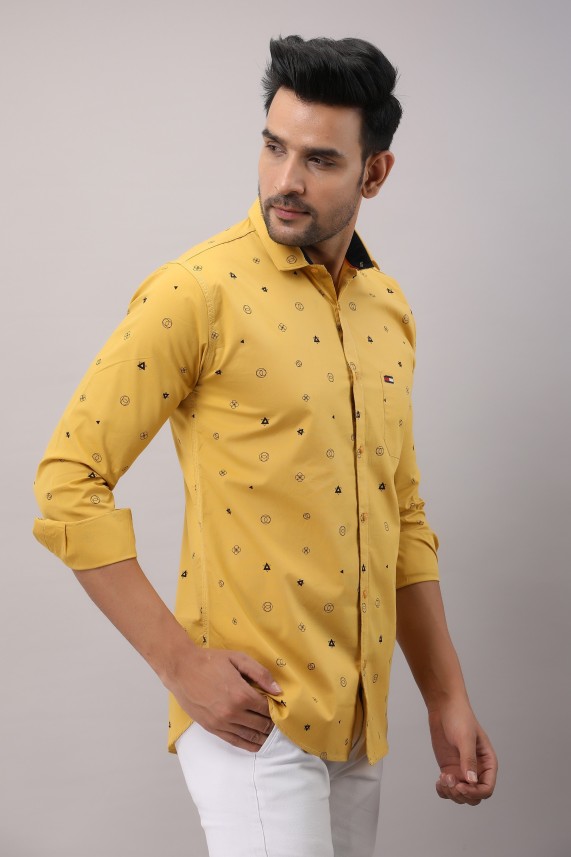 yellow shirt printed