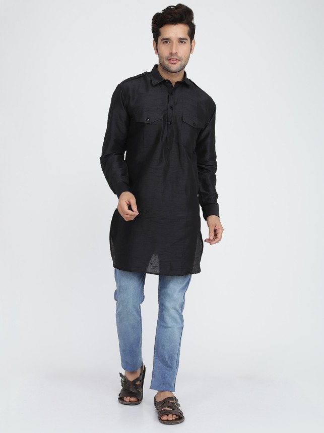 pathani black kurta for men