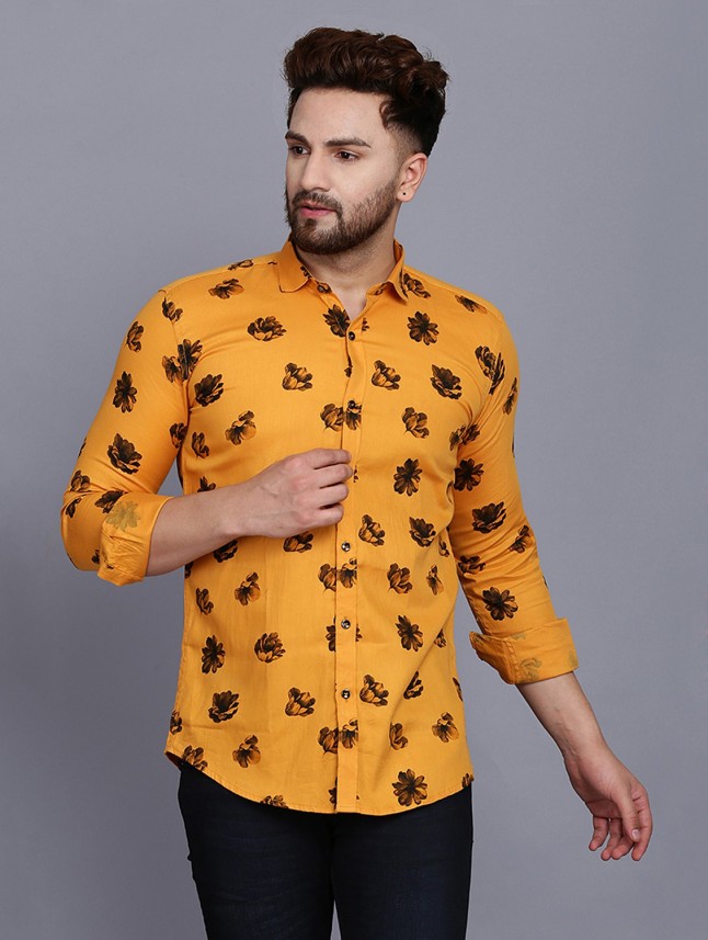 yellow shirt printed