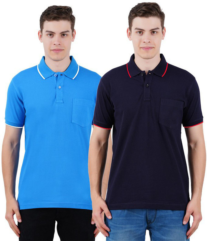 Pointer Solid Men Polo Neck Multicolor 