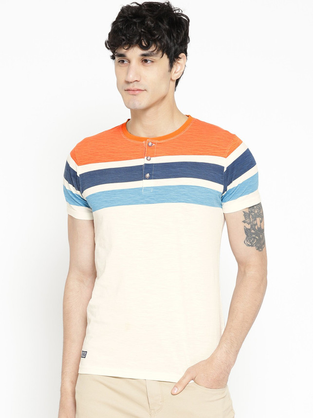 Pepe Jeans Striped Men Henley Neck 
